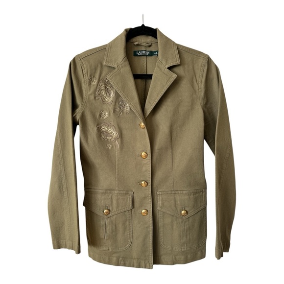 Lauren Ralph Lauren Jackets & Blazers - Lauren Ralph Lauren Green Military Embroidered Blazer Jacket Gold Buttons size 2